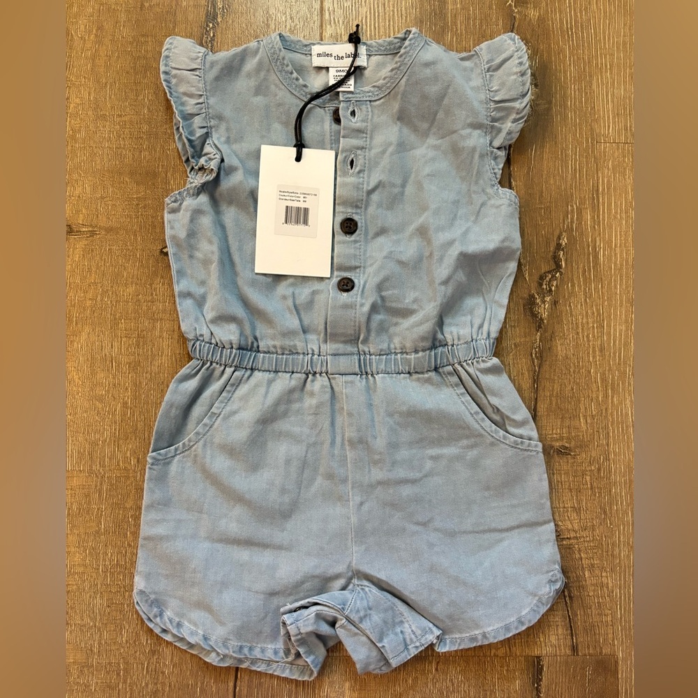 Miles the label denim romper NWT